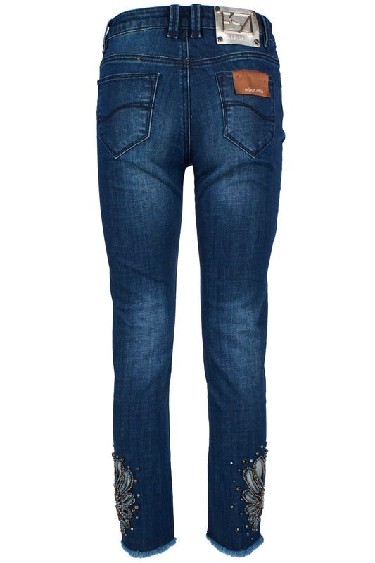 Enchanting Slim Fit Blue Denim with Handmade Strass