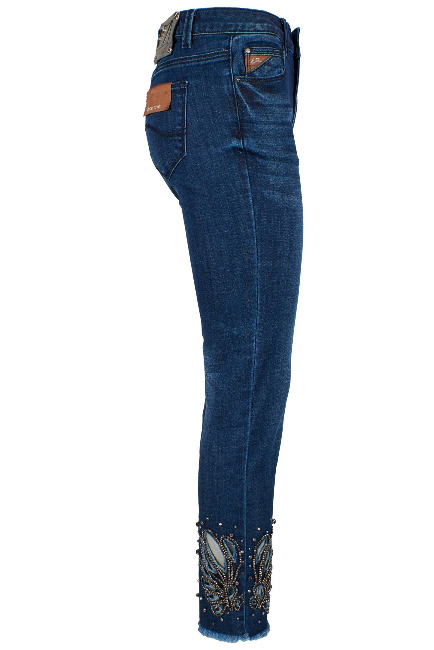 Enchanting Slim Fit Blue Denim with Handmade Strass