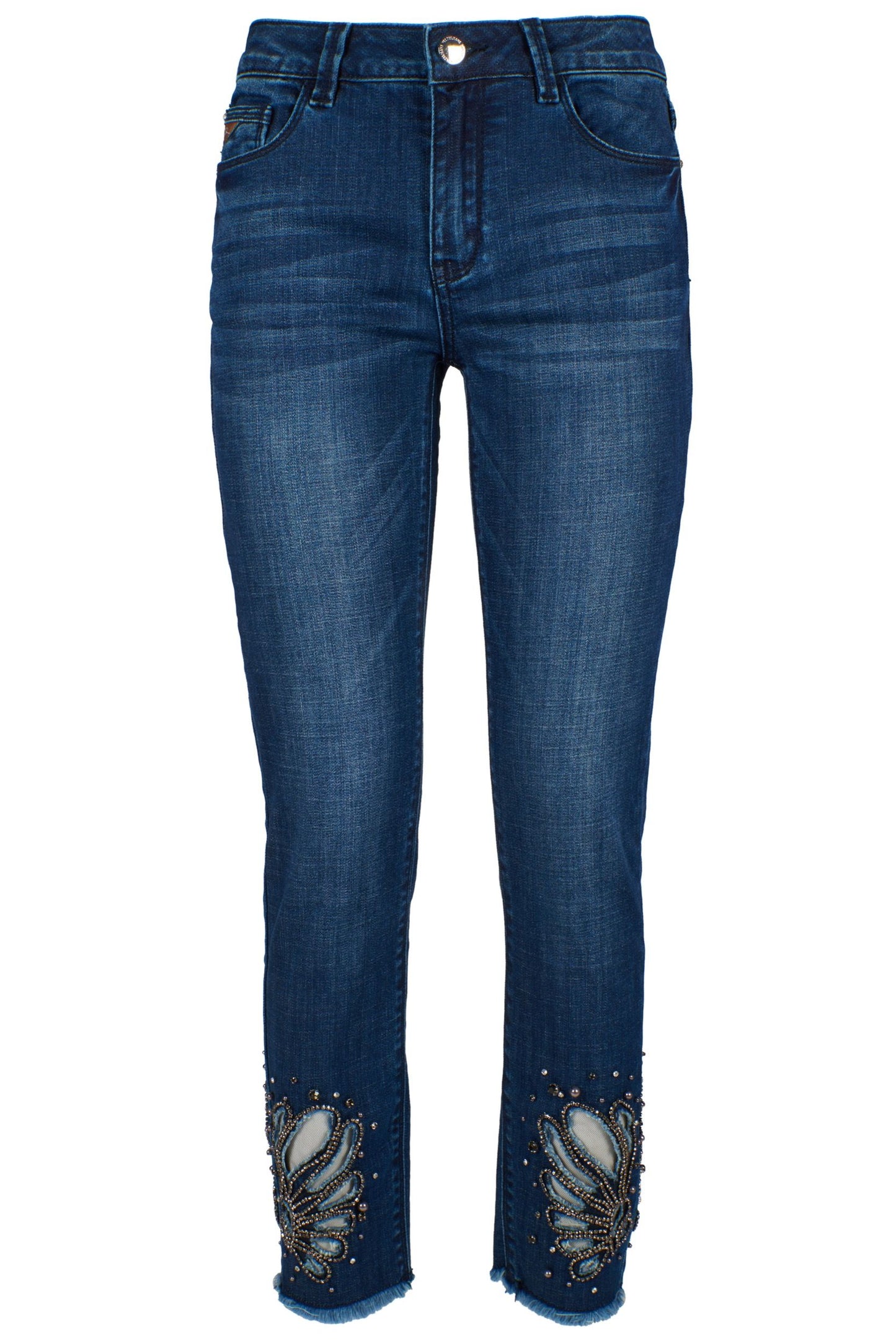 Enchanting Slim Fit Blue Denim with Handmade Strass