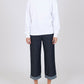 Chic Blue Cotton Trousers with Turn-Up Cuff