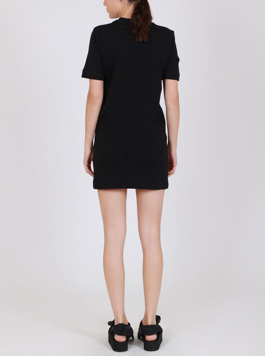 Elegant Black Cotton Dress with Logo Detail