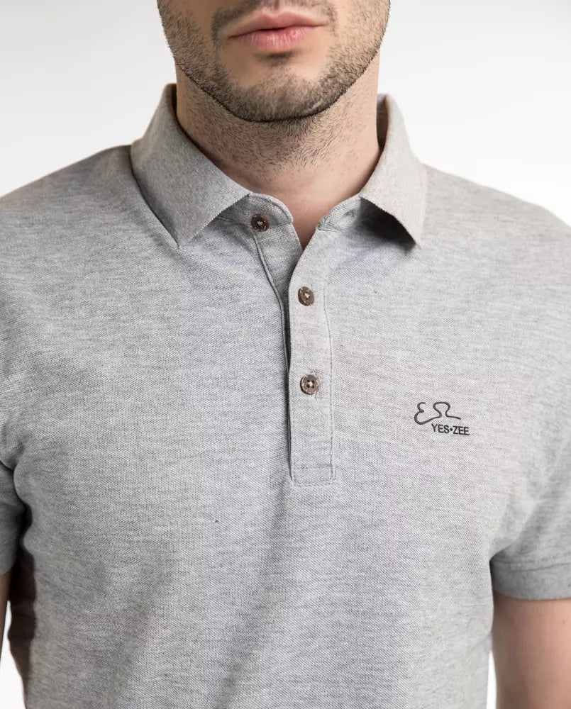 Sophisticated Gray Cotton Polo for Men