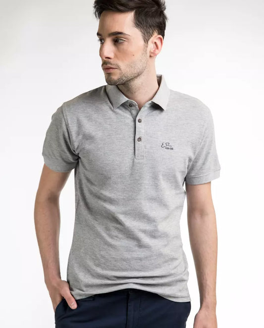 Sophisticated Gray Cotton Polo for Men
