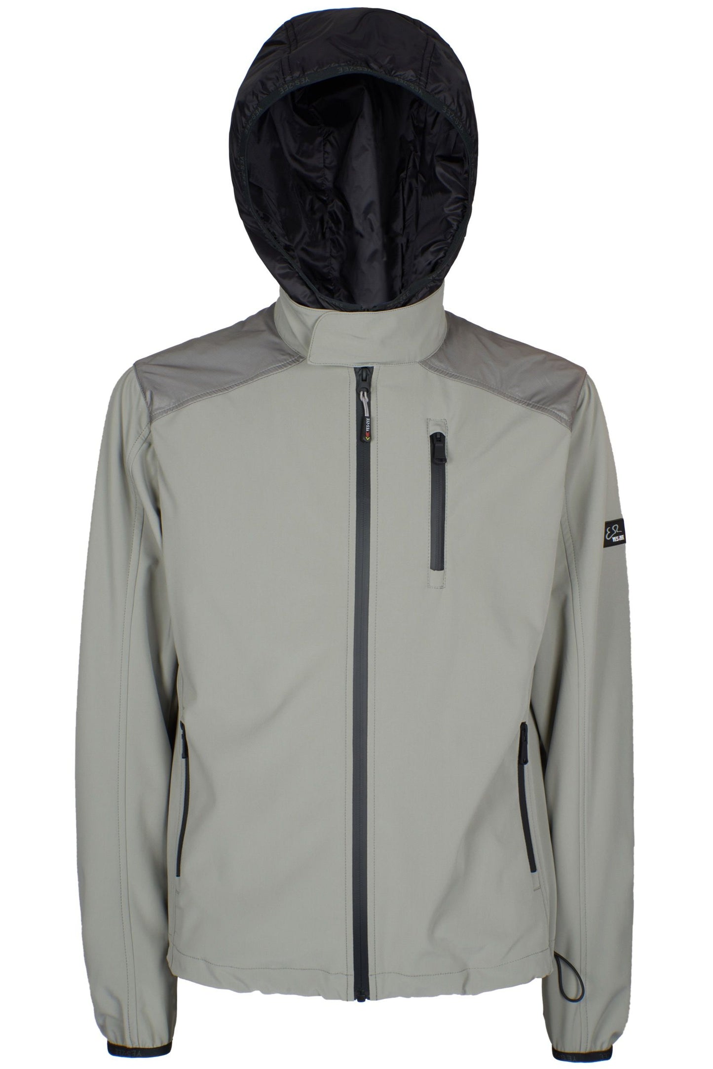 Chic Gray Hooded Jacket with Ample Pockets