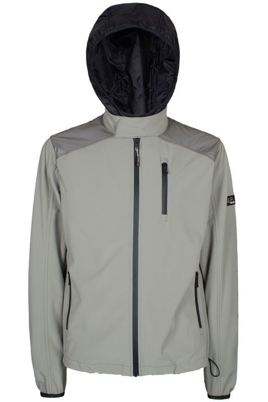 Chic Gray Hooded Jacket with Ample Pockets