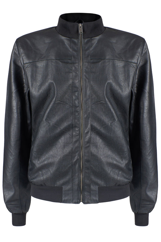 Chic Black Faux Leather Men's Jacket