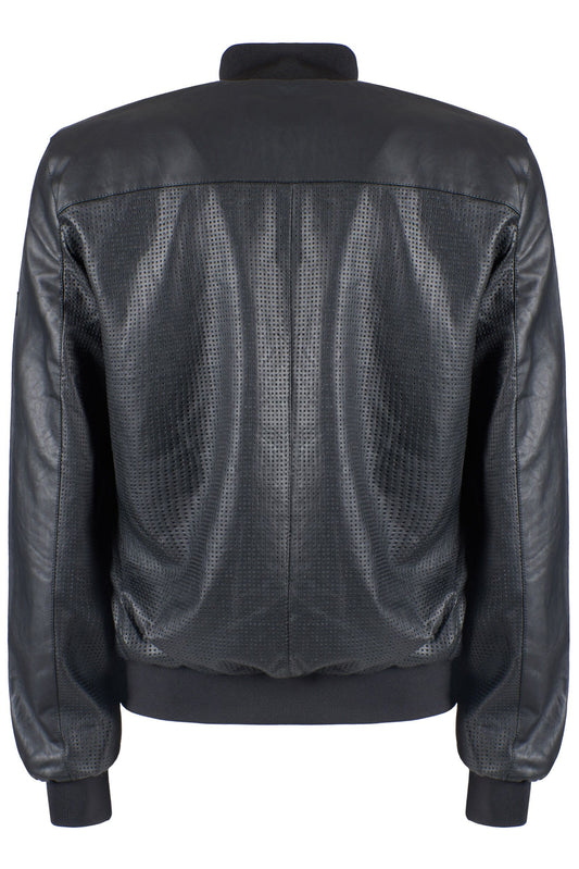 Chic Black Faux Leather Men's Jacket
