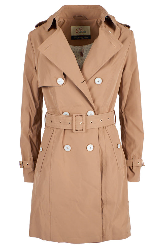 Chic Beige Polyester Trench Coat