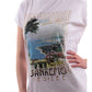 Chic White Cotton Dress with Bold Front Print