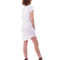 Chic White Cotton Dress with Bold Front Print