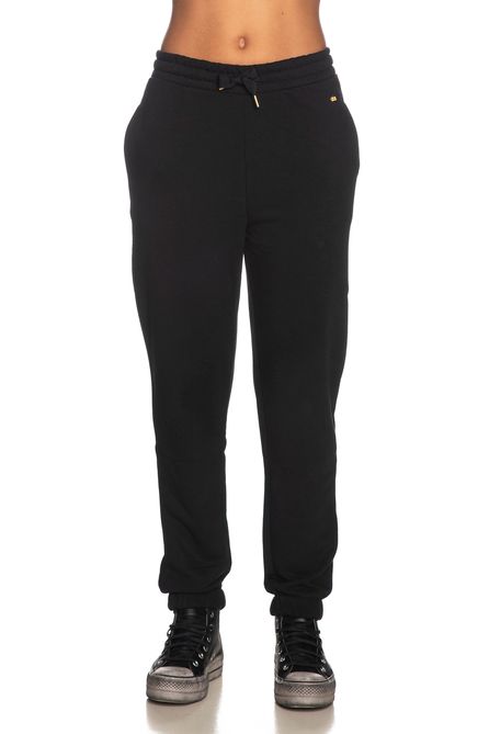 Chic Black Elasticized Cotton Pants
