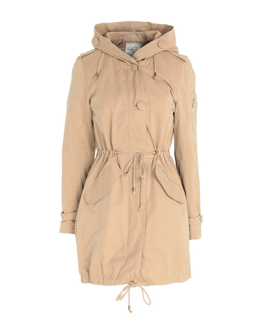 Chic Beige Cotton-Blend Trench Coat