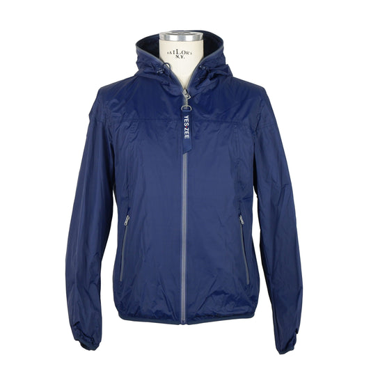 Chic Blue Polyamide Jacket with Hood