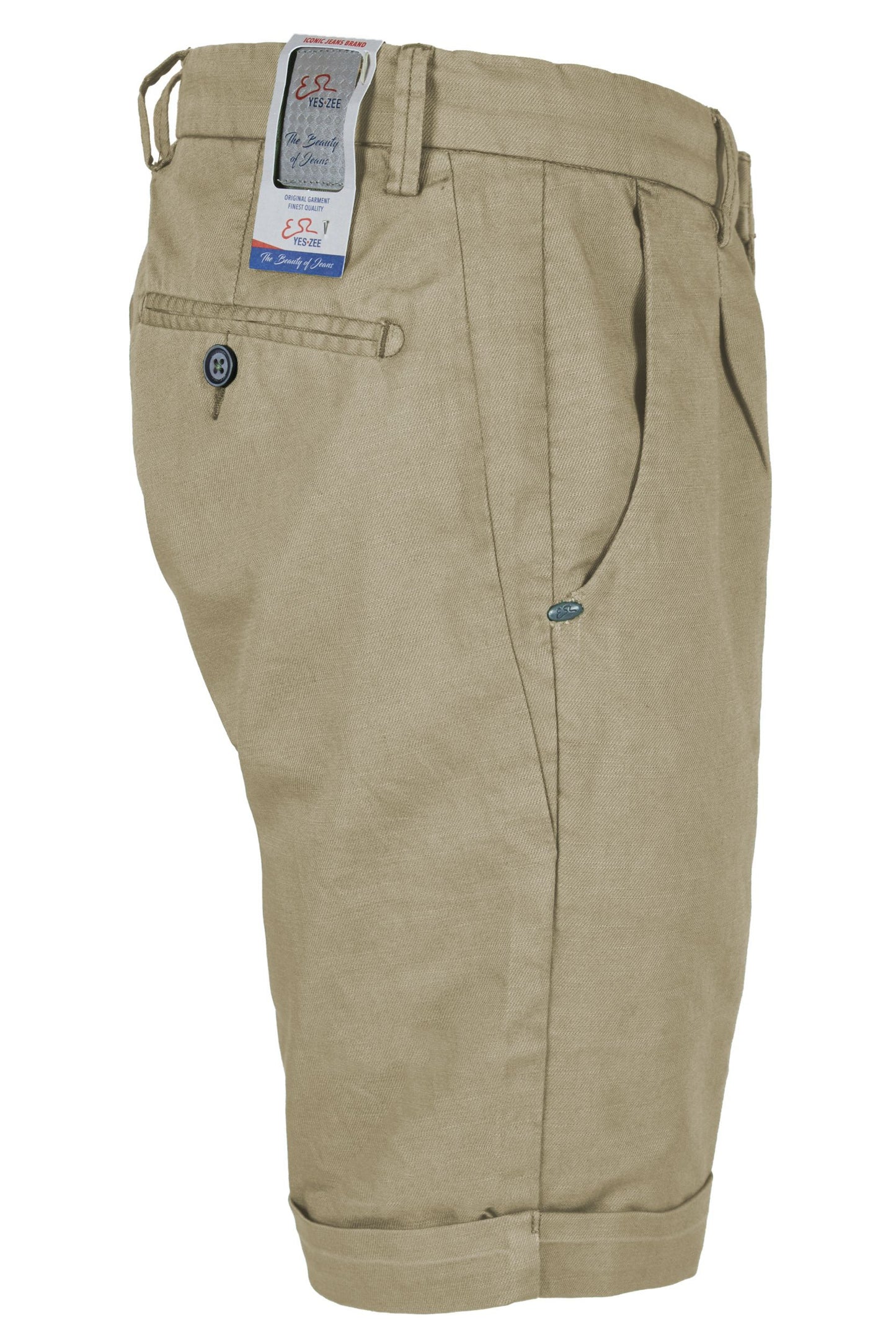 Elegant Beige Cotton-Linen Bermuda Shorts