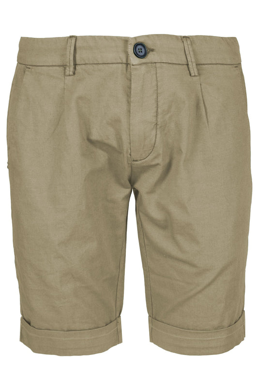 Elegant Beige Cotton-Linen Bermuda Shorts