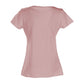 Chic Printed Cotton Tee with Brass Accent
