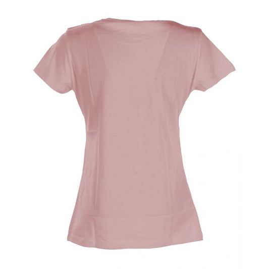 Chic Printed Cotton Tee with Brass Accent