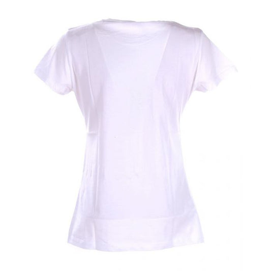 Chic White Cotton Tee with Brass Detailing