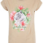 Beige Tiger Print Tee with Brass Accents