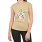 Beige Tiger Print Tee with Brass Accents