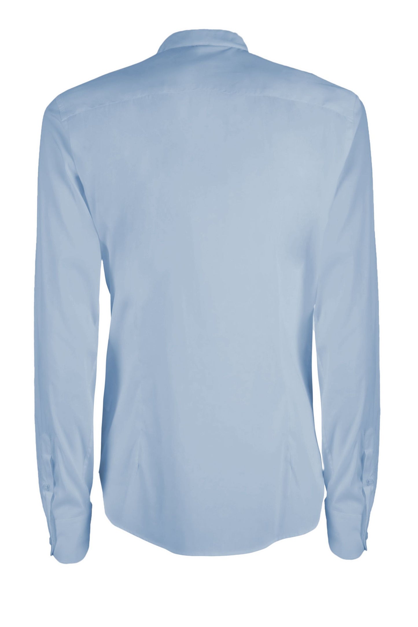 Light Blue Long-Sleeved Mandarin Collar Shirt
