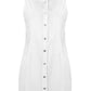 Chic Sleeveless White Blouse with Metal Button Closure