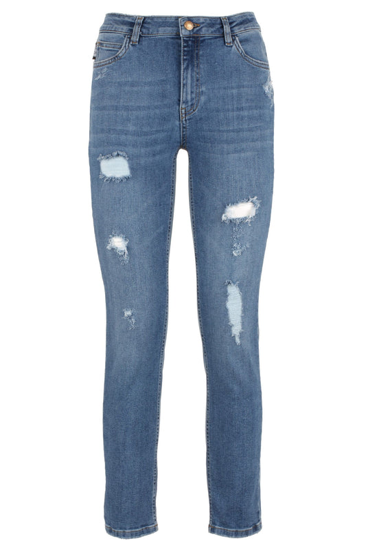 Chic Imperfect Blue Stretch Cotton Denim