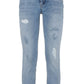 Chic Imperfect Blue Cotton Blend Denim