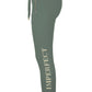 Chic Green Stretch Sweatpants with Brass Accent