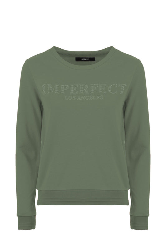Chic Green Cotton Blend Sweatshirt with Brass Logo