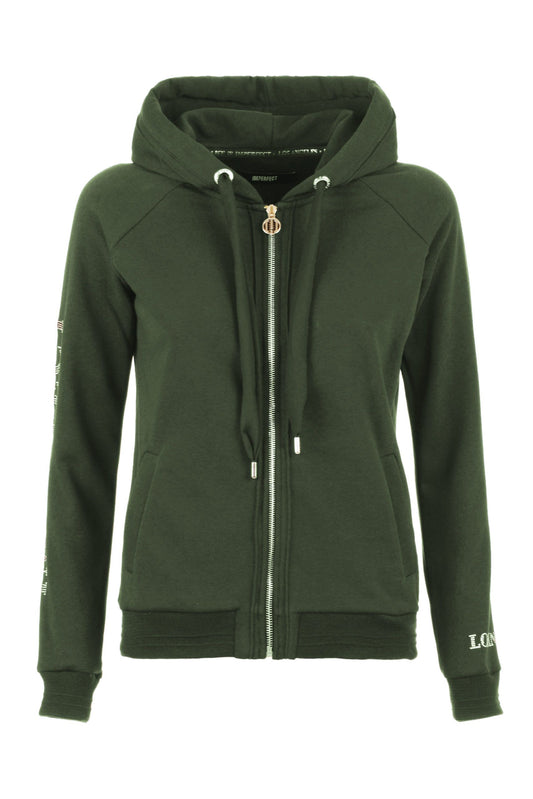 Chic Green Cotton Blend Zip Hoodie