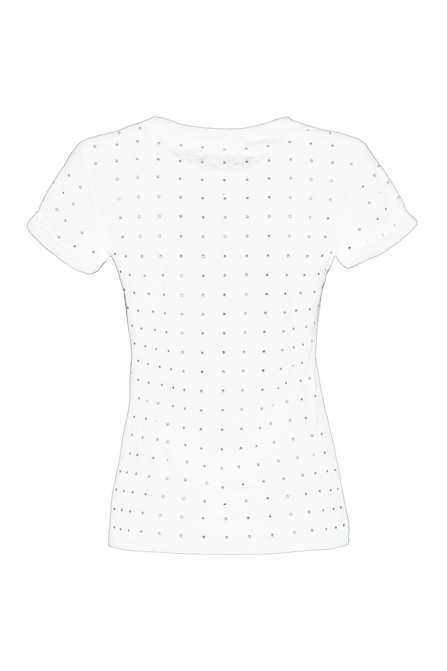 Chic White Cotton Tee with Brass Accents