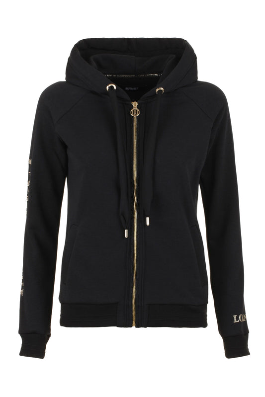 Chic Black Hooded Zip Sweatshirt