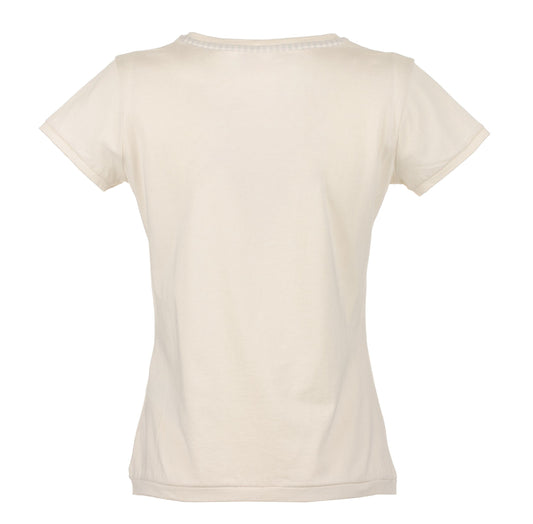 Chic White Cotone Tee with Front Design