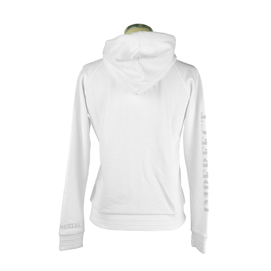 White Cotton-Poly Zip Hoodie for Women
