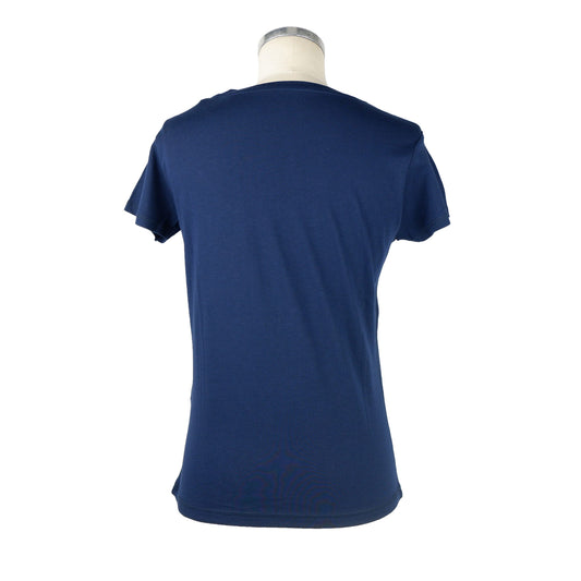 Chic Blue Cotton Tee for Casual Elegance