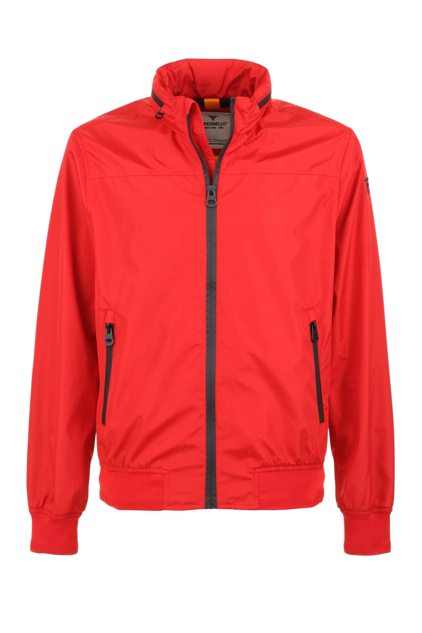 Chic Red Concealed Hood Men's Jacket