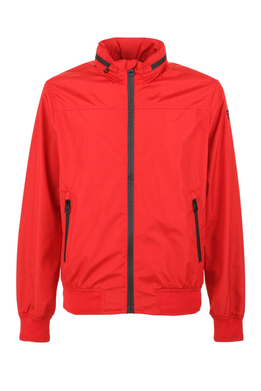 Chic Red Concealed Hood Men's Jacket