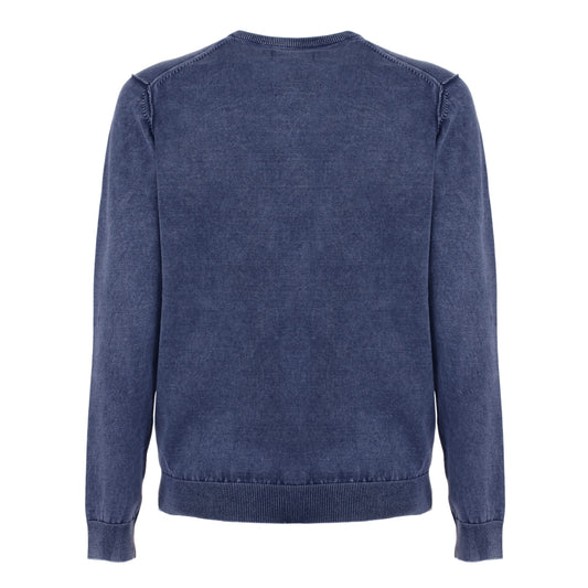 Men's Cotton V-Neck Sweater in Blue