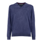 Men's Cotton V-Neck Sweater in Blue