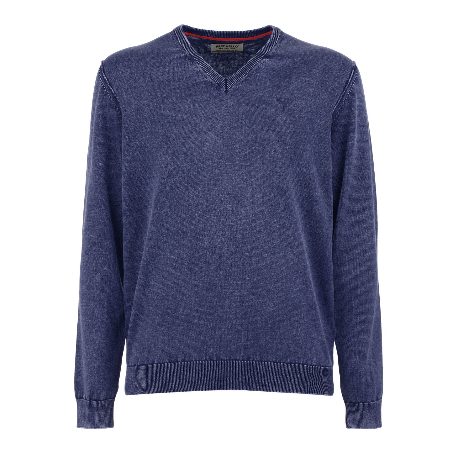 Men's Cotton V-Neck Sweater in Blue