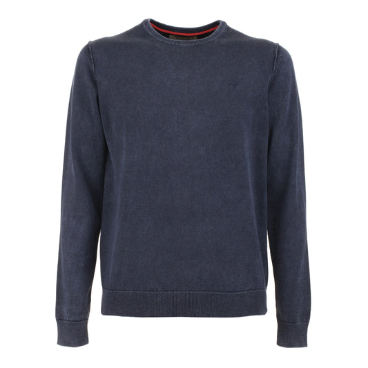 Classic Blue Crew Neck Cotton Sweater