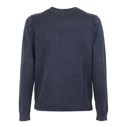 Classic Blue Crew Neck Cotton Sweater
