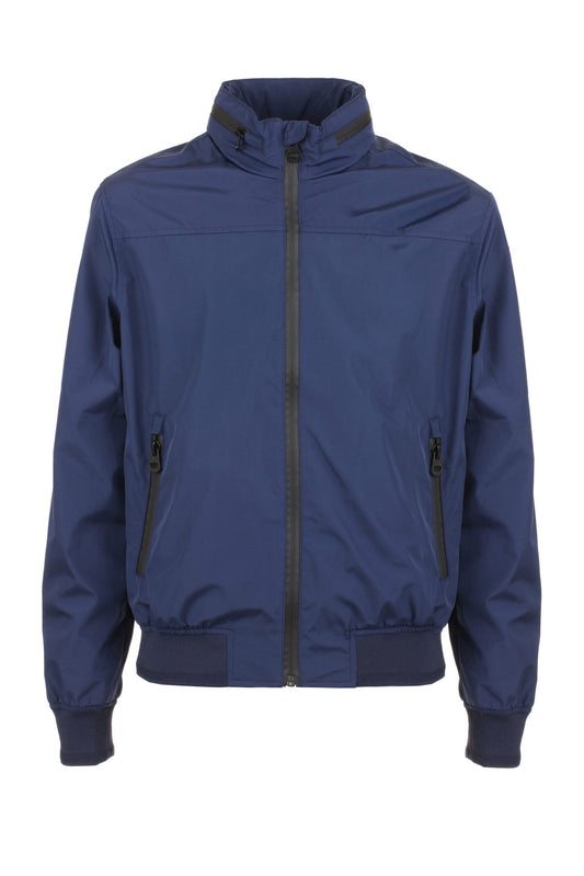 Chic Blue Hooded Jacket for the Modern Man