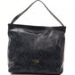 Elegant Blue Python Print Leather Shoulder Bag