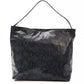 Elegant Blue Python Print Leather Shoulder Bag