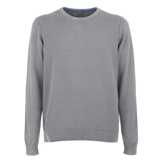 Staggered Check Stitch Crew Neck Sweater
