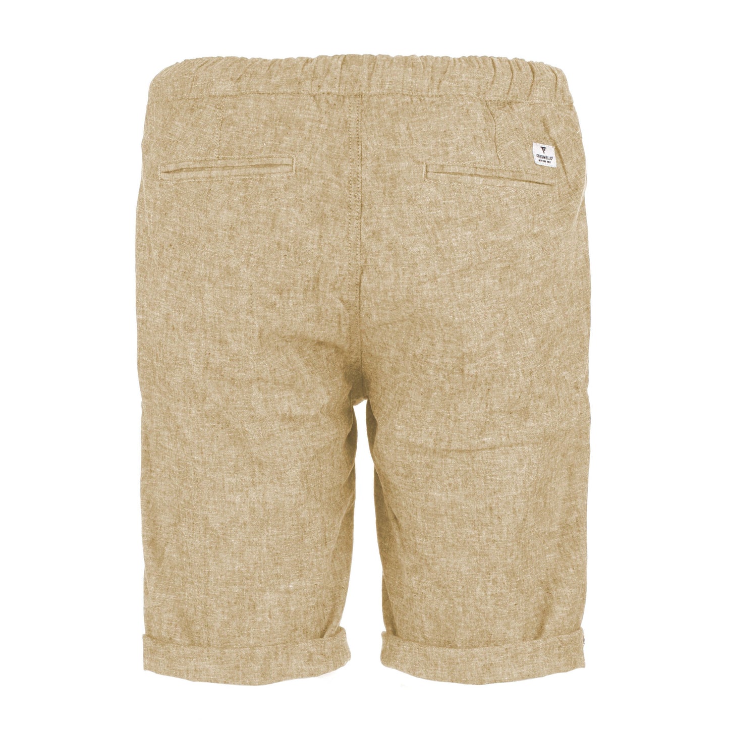 Beige Linen-Cotton Blend Bermuda Shorts