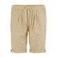 Beige Linen-Cotton Blend Bermuda Shorts