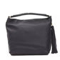 Chic Gray Leather Shoulder Bag with Logo Detail